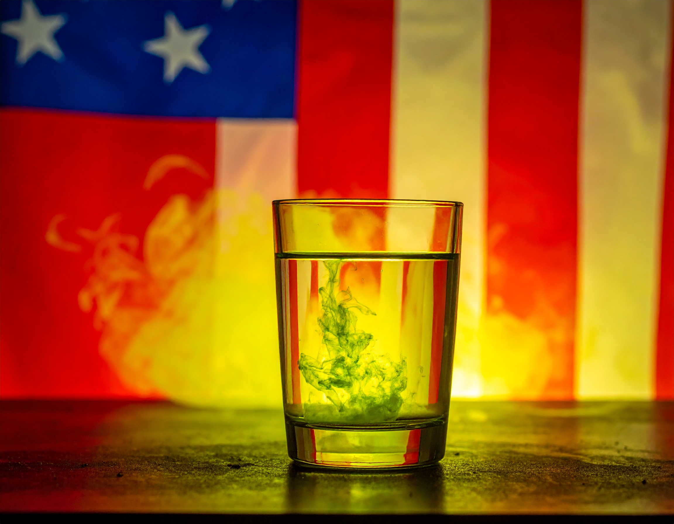 A single glass of water sitting on a table